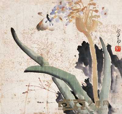 赵少昂 剑兰呈艳 镜心 36.5×34cm